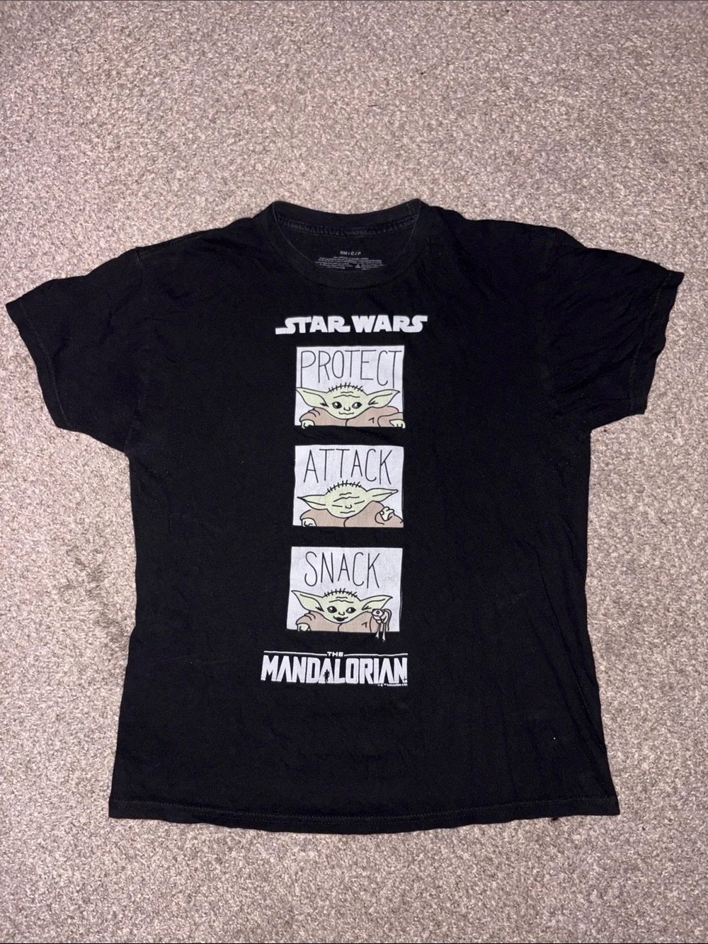 Star Wars The Mandalorian Black Graphic Tee with Baby Yoda Panels